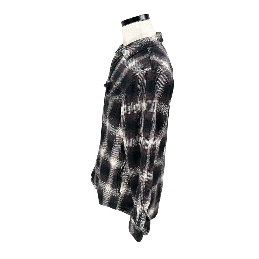 Orvis Heavyweight Flannel Shirt Men’s Small Black Brown Plaid Black Button Thick - Picture 4 of 10